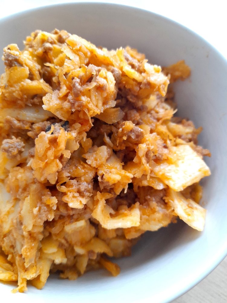 Łazanki z mięsem i kapustą